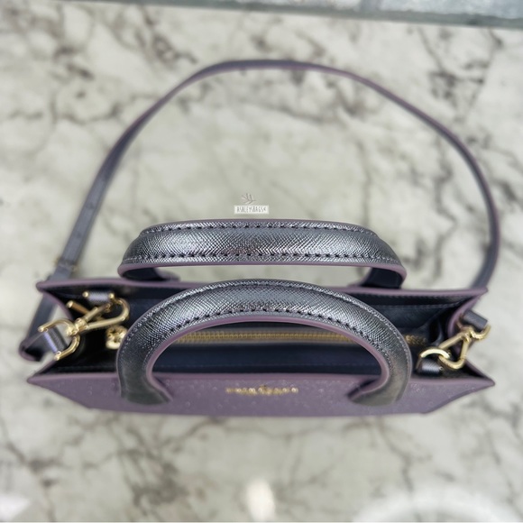 Kate Spade Tinsel Glitter Satchel & Card Holder Wallet In Lilac Frost - Picture 6 of 16